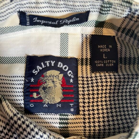 Salty Dog Gant Shirt Large Plaid Golf Cotton Button Down Short Sleeve - Picture 3 of 13